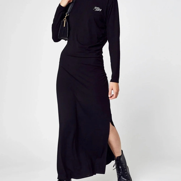 Maison Labiche Black Long Sleeve Viscose Stretchy Bodycon Maxi Dress Size S NWOT - Picture 3 of 12